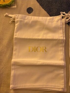 Dior White Pouch with Gold Logo
